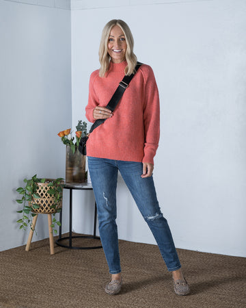 Carly High Neck Knit Coral