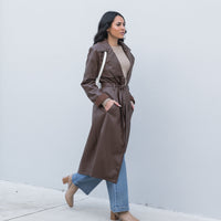 Emerson PU Trench Coat Chocolate - ONLINE ONLY