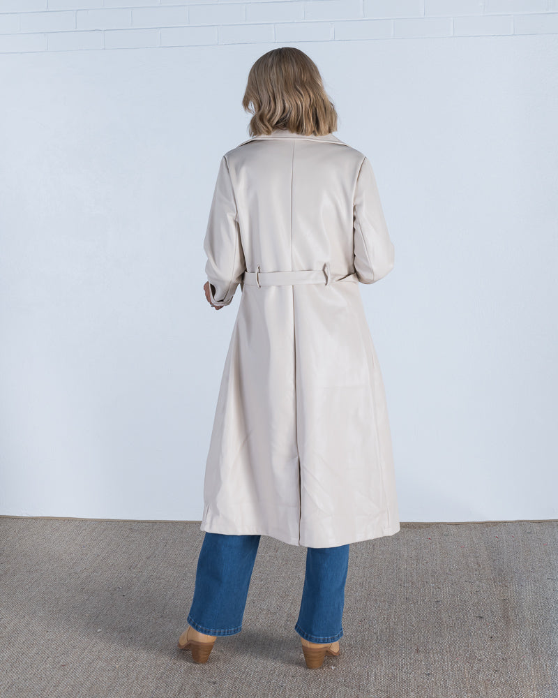 Emerson PU Trench Coat Sand - ONLINE ONLY
