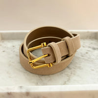 Halley Suede Buckle Belt Stone