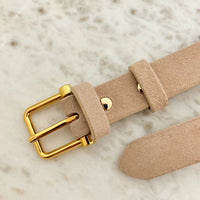 Halley Suede Buckle Belt Stone