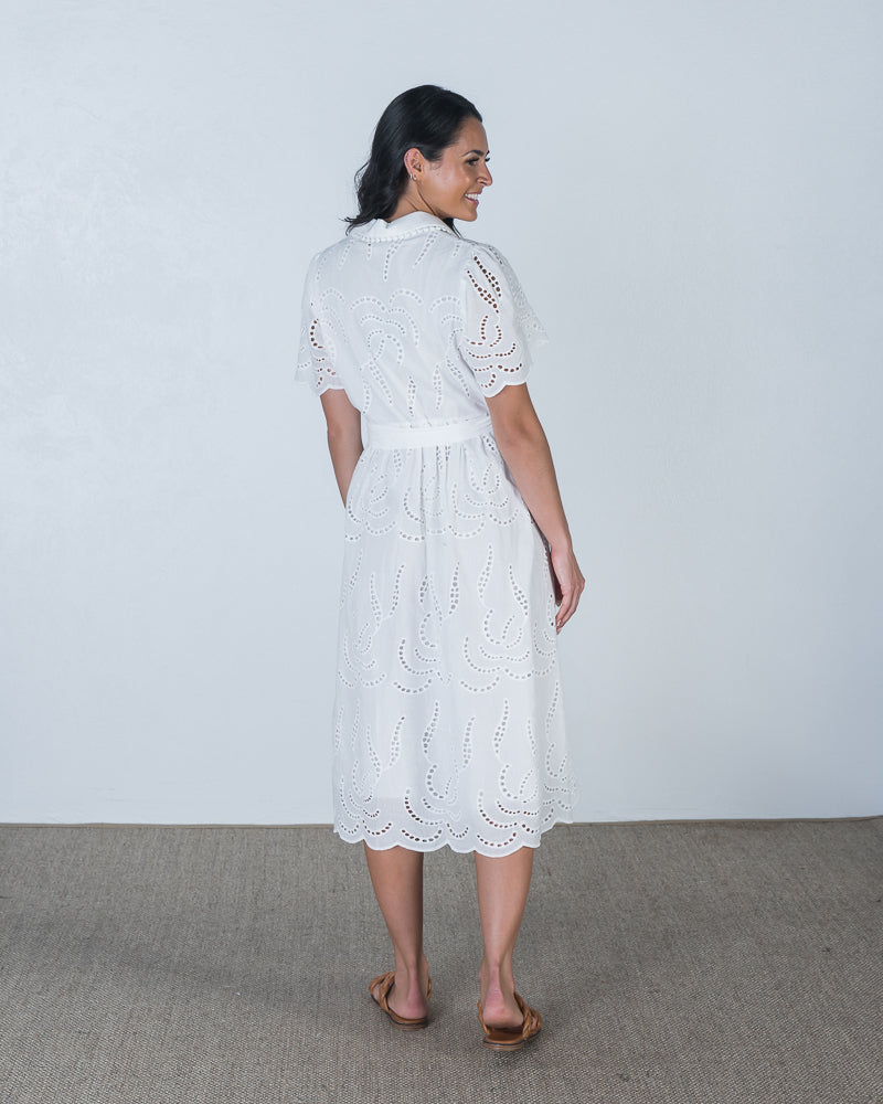 Kitty Broderie Dress White - ONLINE ONLY