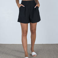 Laura Linen Blend Shorts Black
