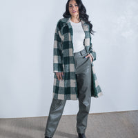 Norah Checked Coat Green/Cream