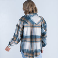 Tarlyn Shacket Tan/Teal