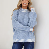 Tilly Contrast Blanket Stitch Knit Blue