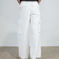 Shop Demi Wide Leg Utility Jean in White at Mojo on Main