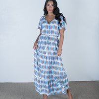 Shop Summer Style Blue Multi Abstract Print Maxi Dress