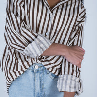 Ada Striped Shirt Choc/Beige