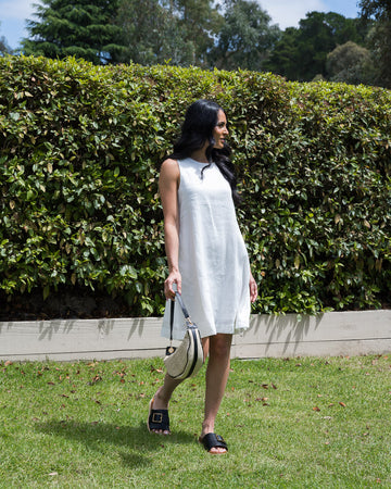 Alannah Linen Shift Dress White