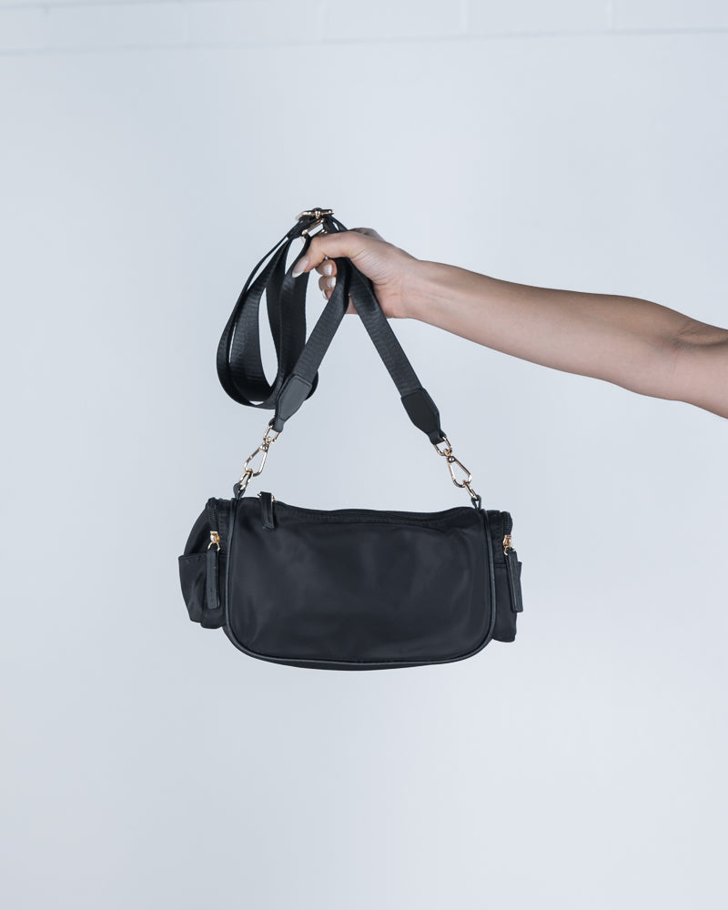 Alisa Nylon Crossbody Bag Black