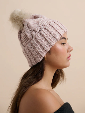Ambrosia Chunky Knit Beanie Blush