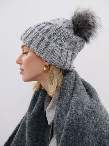 Ambrosia Chunky Knit Beanie Grey