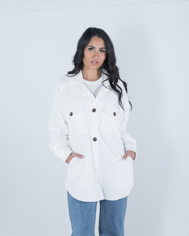 Andy Cord Shacket Winter White