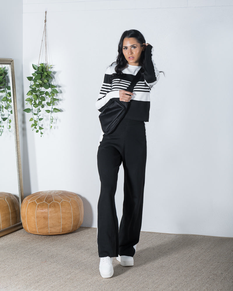 Angie Knitted Pant Black/White ONLINE ONLY