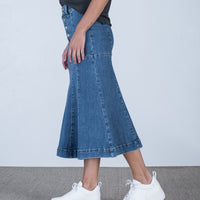 Azure Denim Midi Skirt Mid Blue