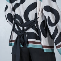 Belted Kimono Black Multi