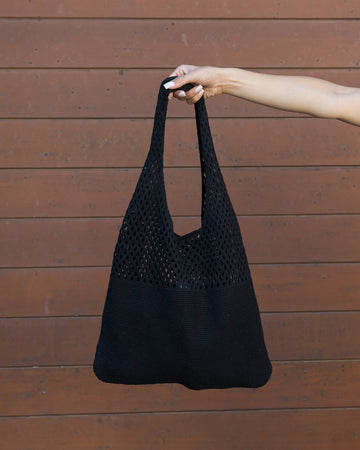 Benny Crochet Tote Bag Black