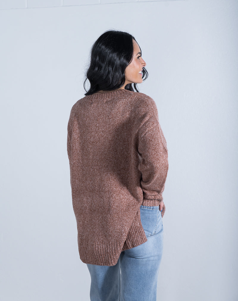 Bess Essential Crew Knit Cocoa Marle