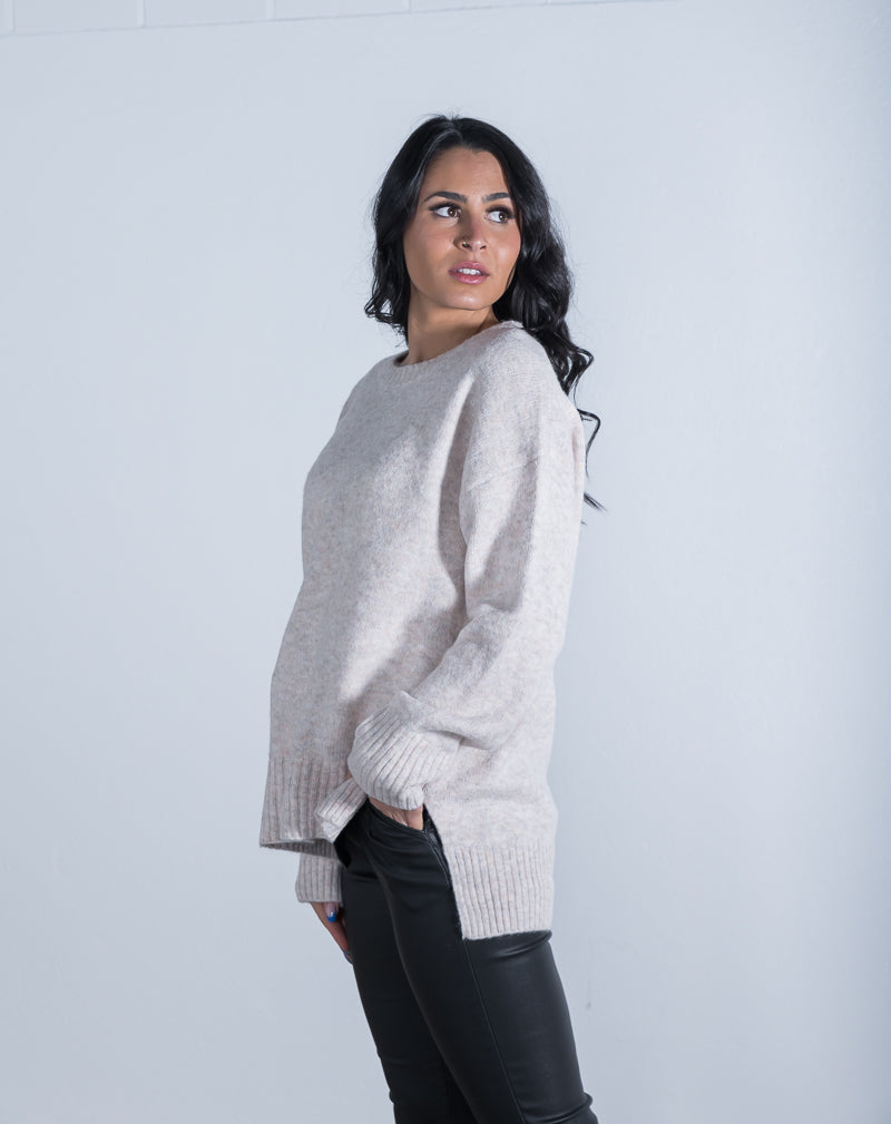 Bess Essential Crew Knit Nude Marle