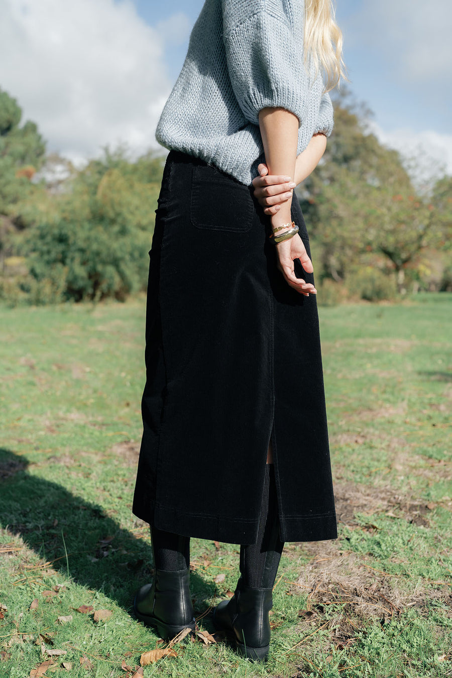 Billie Cord Skirt Midnight