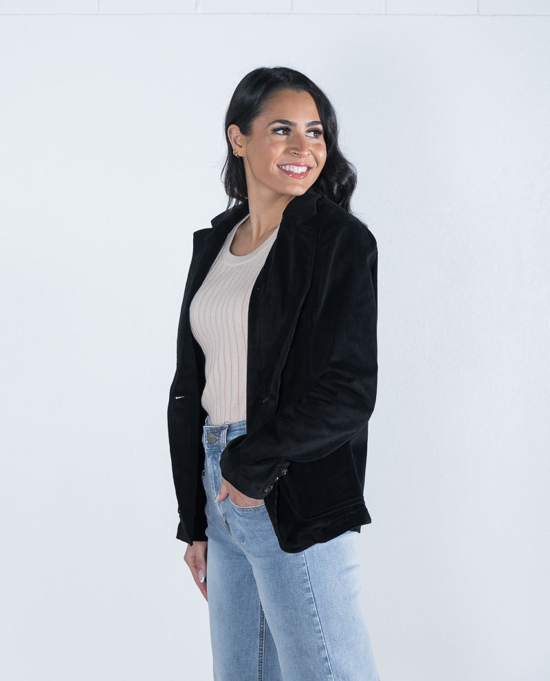 Teri Cord Blazer Black