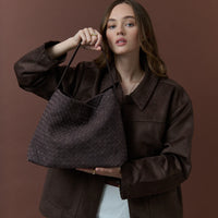 Calla Woven Handbag Chocolate