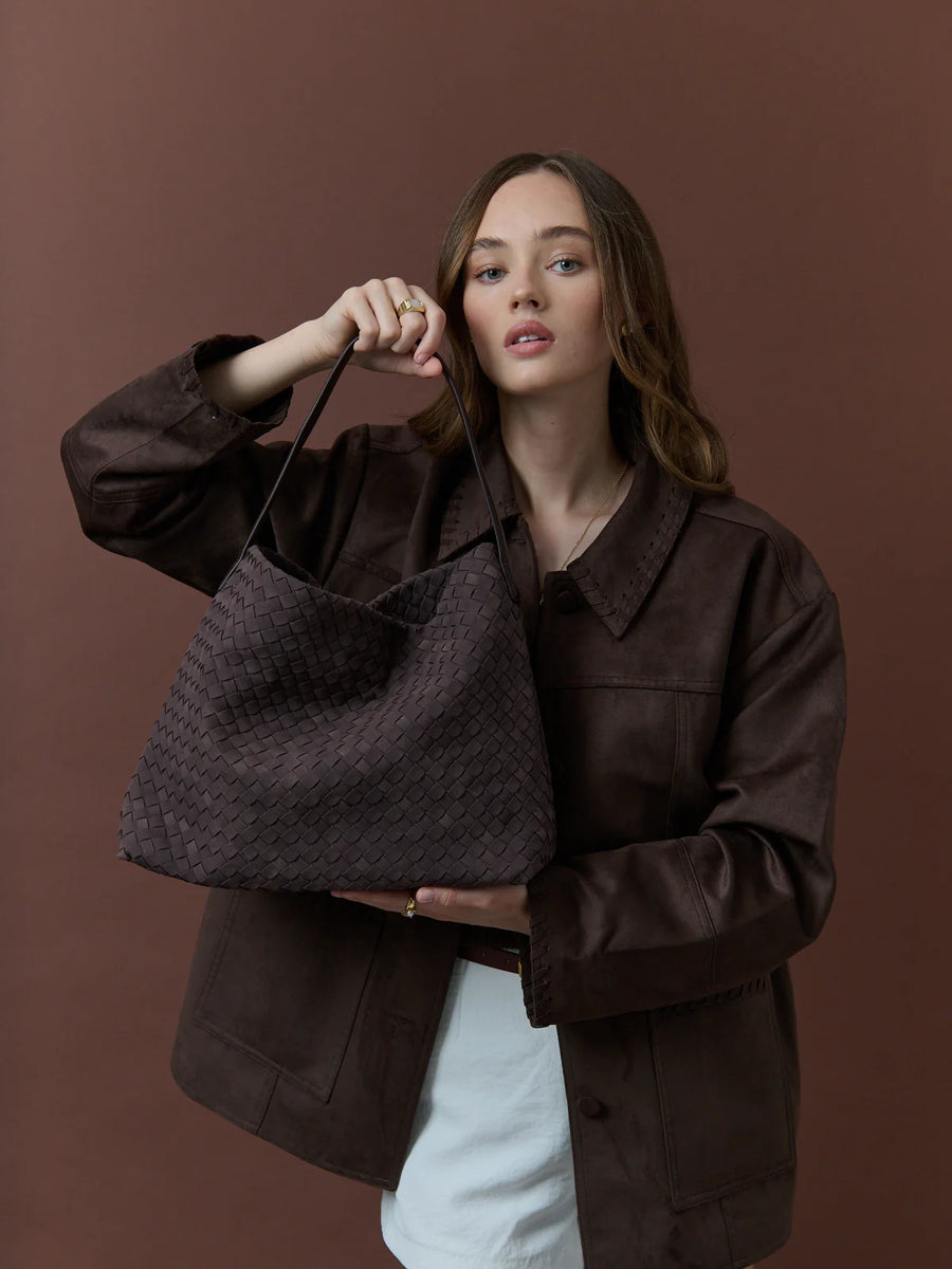 Calla Woven Handbag Chocolate