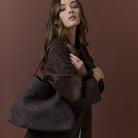 Calla Woven Handbag Chocolate