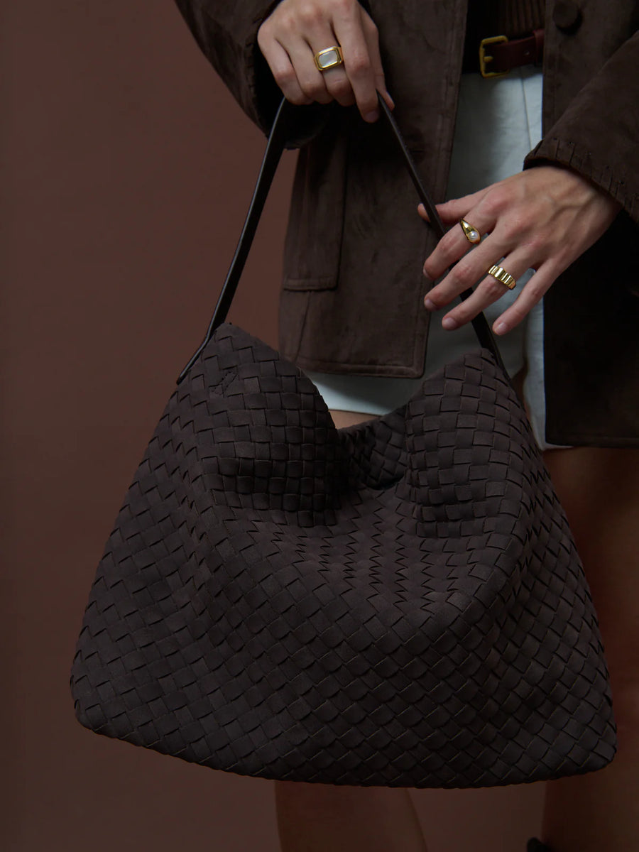 Calla Woven Handbag Chocolate