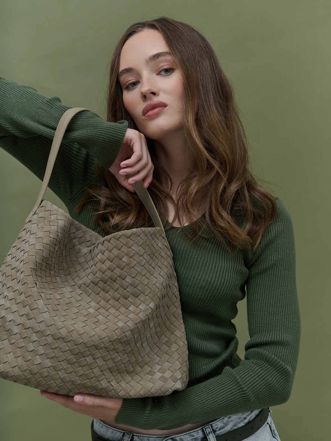 Calla Woven Handbag Olive