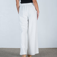 Candice PinStriped Cotton/Linen Blend Pan in White available at Mojo