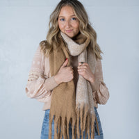 Duo Tone Fluffy Scarf Caramel