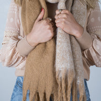 Duo Tone Fluffy Scarf Caramel