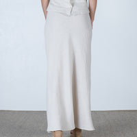 Carise Linen Midi Skirt Oatmeal