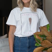 Champagne Please Graphic Tee White