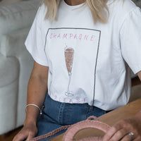 Champagne Please Graphic Tee White