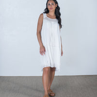 Boho Lace Detail Coachella Dress in White
