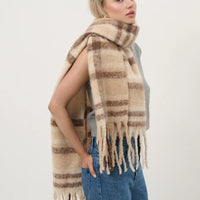 Cono Checkered Scarf Camel Multi