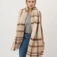 Cono Checkered Scarf Camel Multi