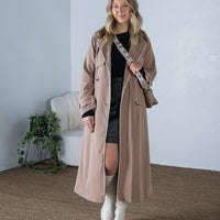 Contrast Piping Trench Coat Mocha