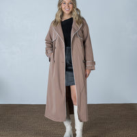 Contrast Piping Trench Coat Mocha