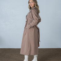 Contrast Piping Trench Coat Mocha