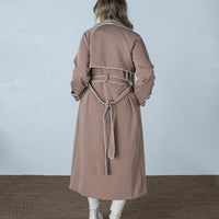 Contrast Piping Trench Coat Mocha