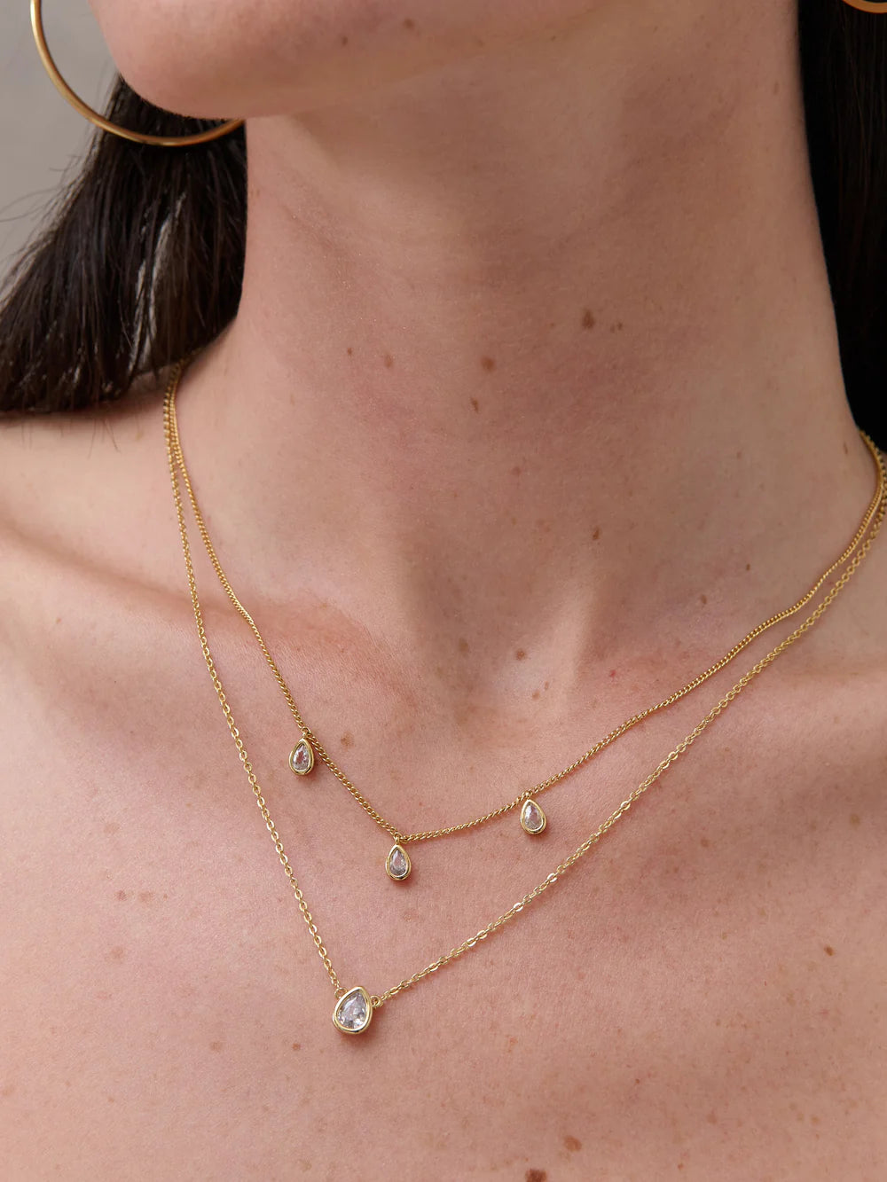 Diamenté Teardrop 18K Gold Plated Necklace