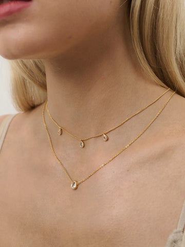 Diamenté Teardrop 18K Gold Plated Necklace