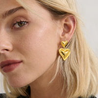 Double Heart 18K Gold Coated Earring