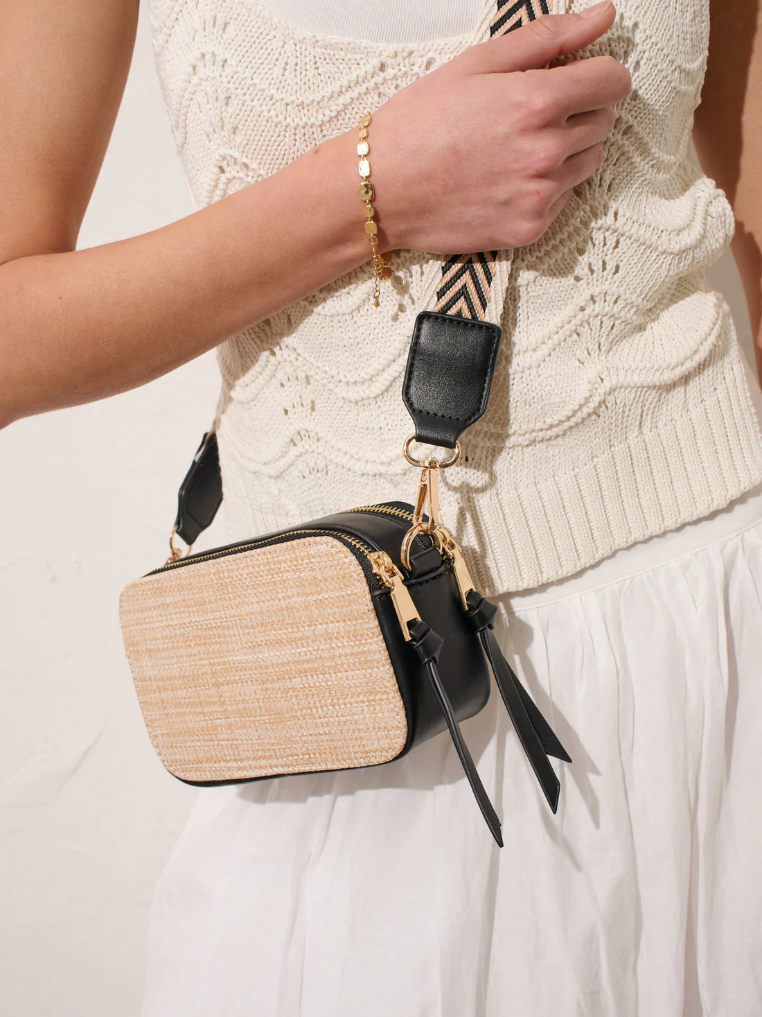 Ebony Summer Crossbody Bag Beige/Black