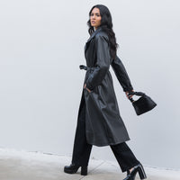 Emerson PU Trench Coat Black - ONLINE ONLY