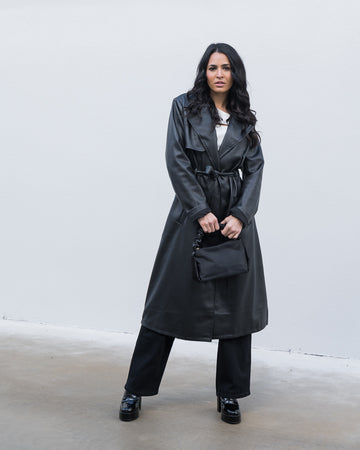 Emerson PU Trench Coat Black - ONLINE ONLY